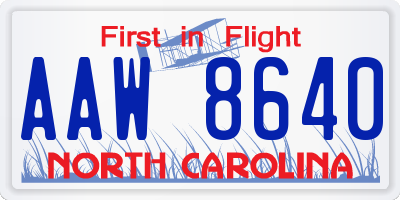 NC license plate AAW8640