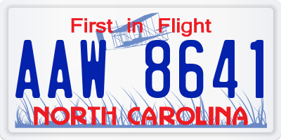 NC license plate AAW8641