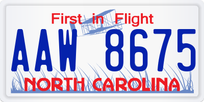 NC license plate AAW8675