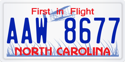 NC license plate AAW8677