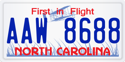 NC license plate AAW8688