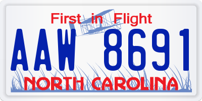 NC license plate AAW8691