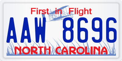 NC license plate AAW8696