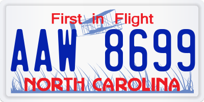 NC license plate AAW8699