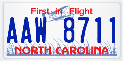 NC license plate AAW8711
