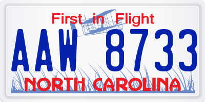 NC license plate AAW8733