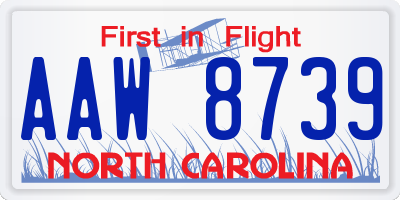 NC license plate AAW8739