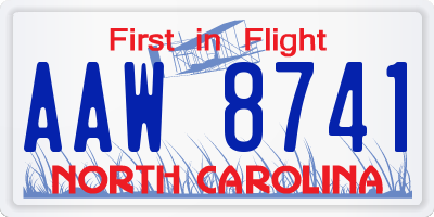 NC license plate AAW8741