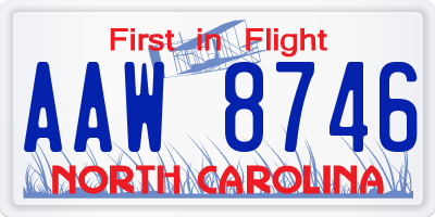NC license plate AAW8746