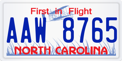 NC license plate AAW8765