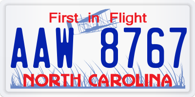 NC license plate AAW8767