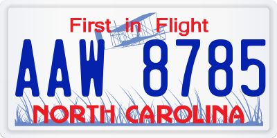NC license plate AAW8785