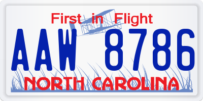 NC license plate AAW8786