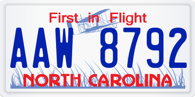 NC license plate AAW8792