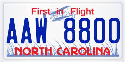 NC license plate AAW8800