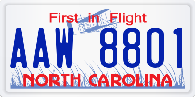 NC license plate AAW8801