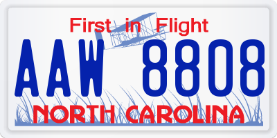 NC license plate AAW8808