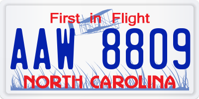 NC license plate AAW8809