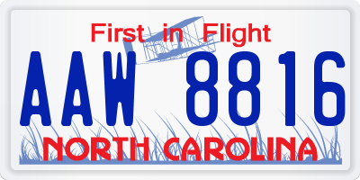 NC license plate AAW8816
