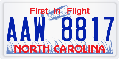 NC license plate AAW8817