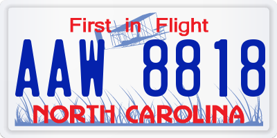 NC license plate AAW8818