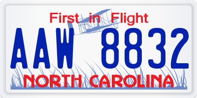 NC license plate AAW8832