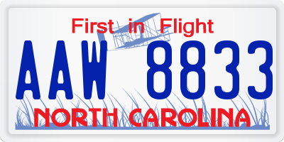 NC license plate AAW8833