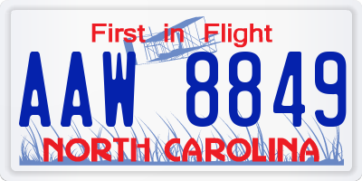 NC license plate AAW8849