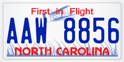 NC license plate AAW8856