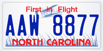 NC license plate AAW8877