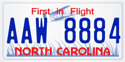 NC license plate AAW8884