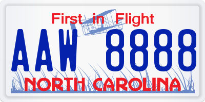 NC license plate AAW8888