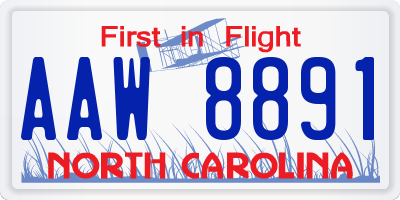 NC license plate AAW8891