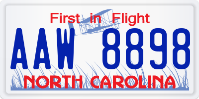 NC license plate AAW8898