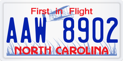 NC license plate AAW8902