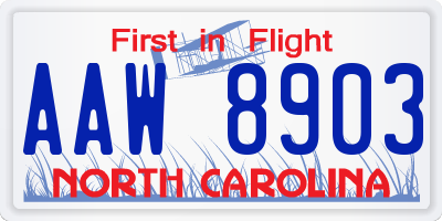NC license plate AAW8903