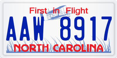 NC license plate AAW8917