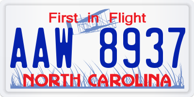 NC license plate AAW8937