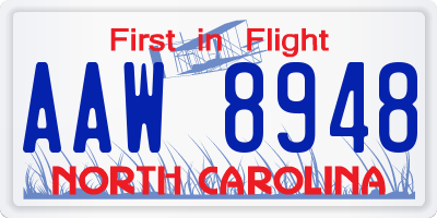 NC license plate AAW8948