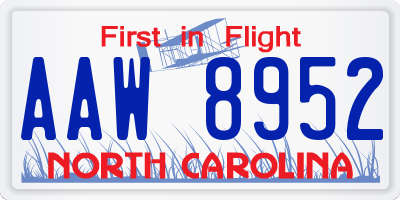 NC license plate AAW8952