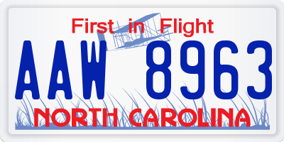 NC license plate AAW8963