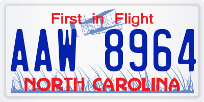 NC license plate AAW8964