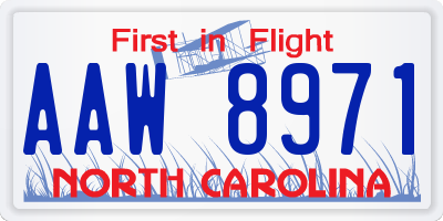 NC license plate AAW8971