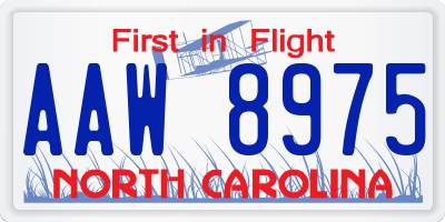 NC license plate AAW8975