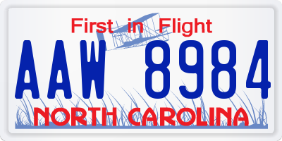 NC license plate AAW8984
