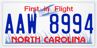 NC license plate AAW8994