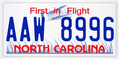 NC license plate AAW8996