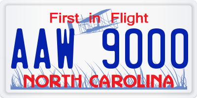 NC license plate AAW9000