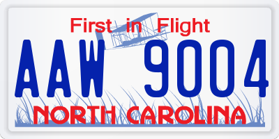 NC license plate AAW9004