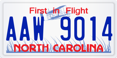 NC license plate AAW9014